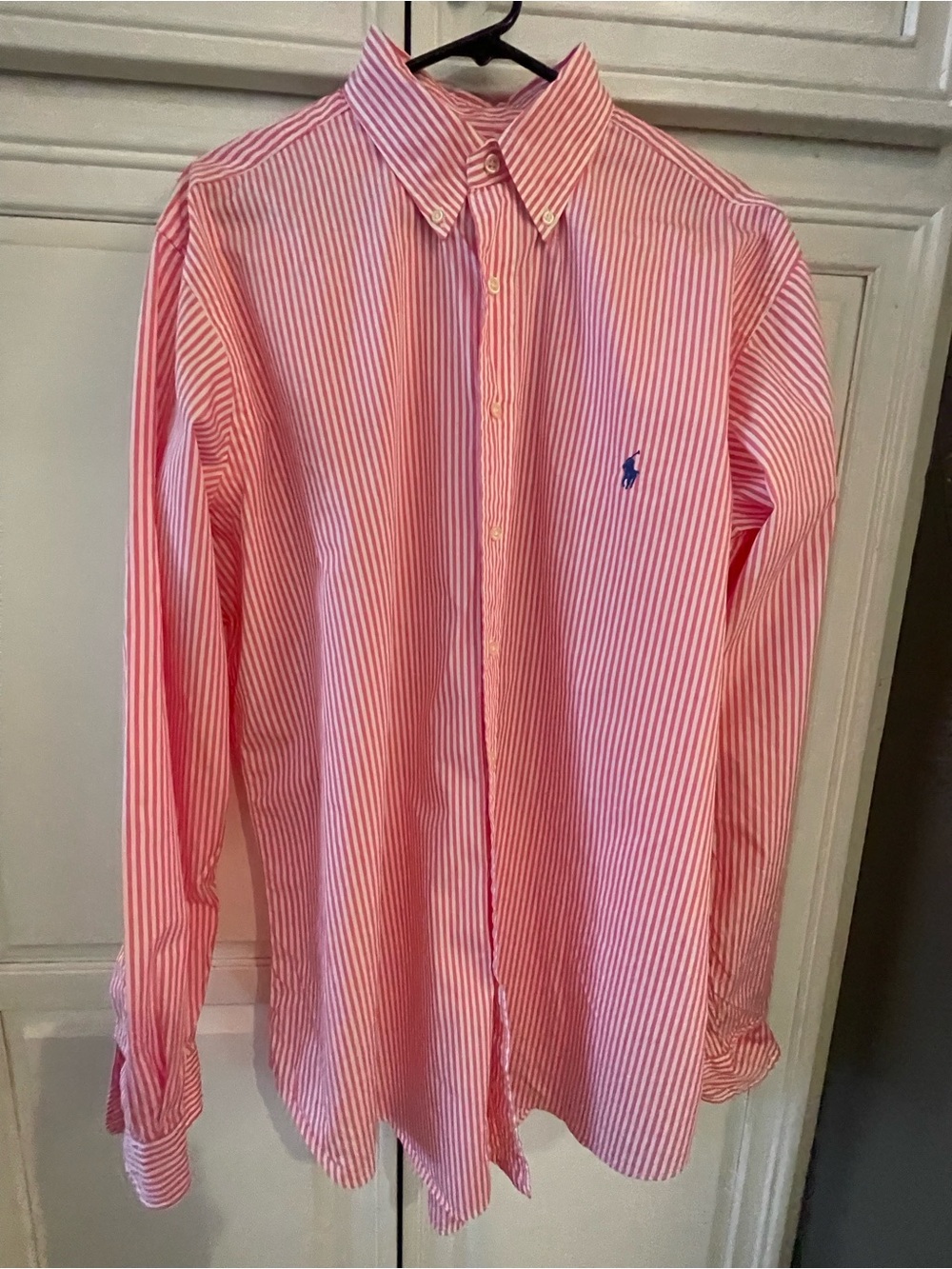 Ralph Lauren Pink and White Striped Button-Down Shirt